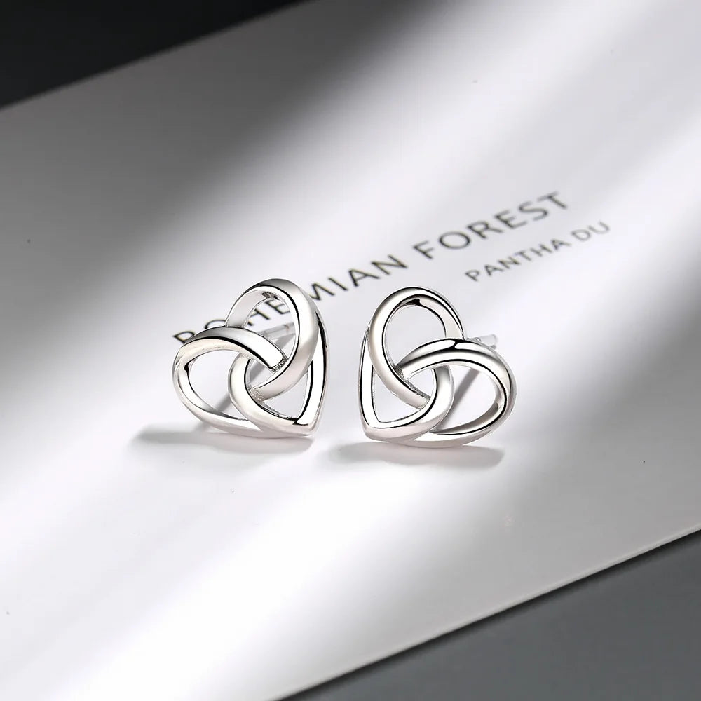 925 Sterling Silver Love Heart Stud Earrings | Elegant Women's Jewelry