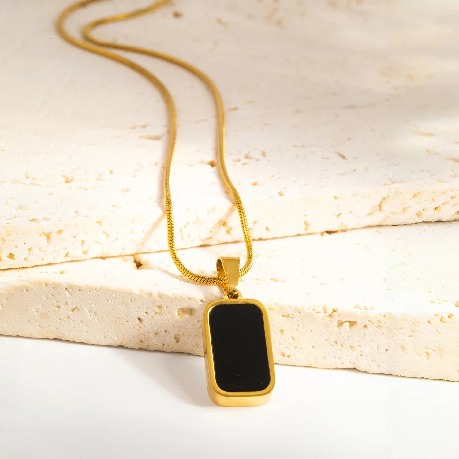 Double Sided Square Pendant Necklace | 18K Gold Plated Stainless Steel Jewelry