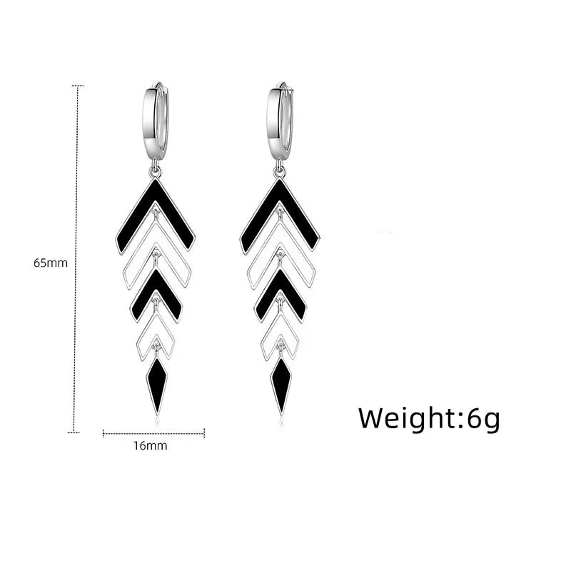 Women's 925 Sterling Silver Black & White Zircon Pendant Earrings Set | Fine Jewelry Gift