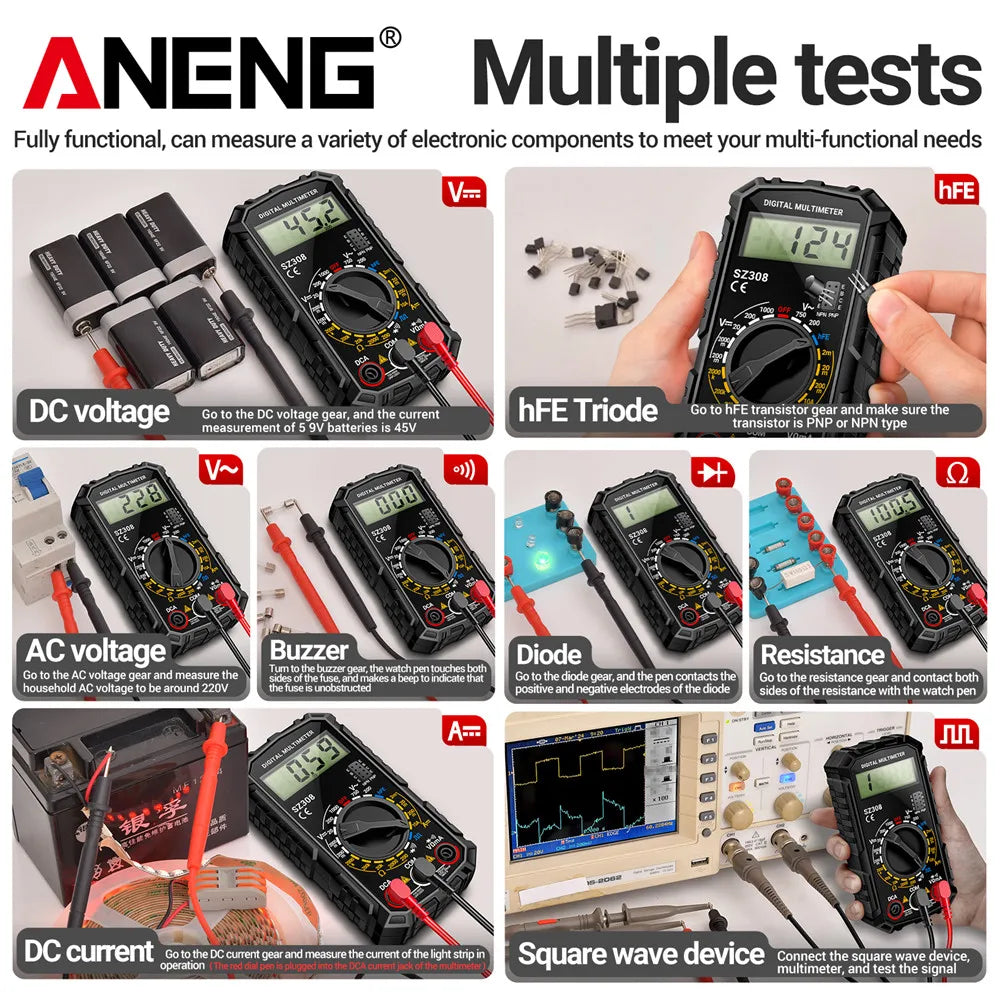 ANENG SZ308 Digital Multimeter | AC/DC Voltage Resistance Capacitance Tester