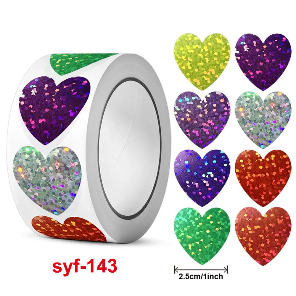 100-500PCS Heart Thank You Stickers | Small Roll Packaging Stickers for Photocard Decor