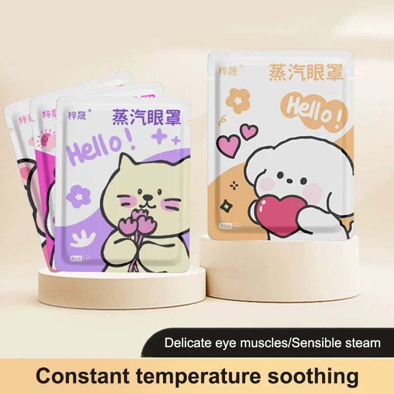 10Pcs Disposable Self-Heating Steam Eye Mask | Cartoon Sleep Aid & Eye Relaxation