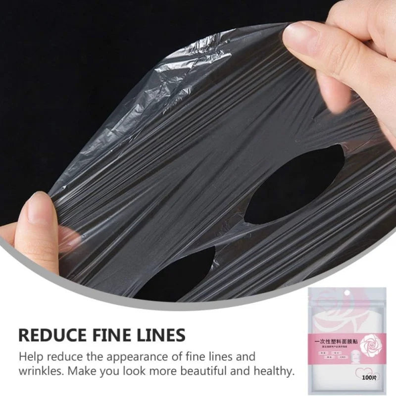 Disposable Facial Mask Wrap | Transparent Plastic Face and Neck Sticker