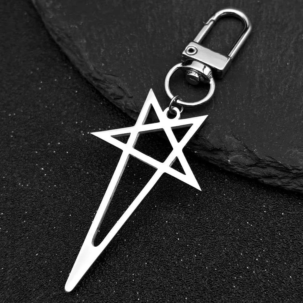 Pentagram Spike Rivet Hoop Earrings | Stainless Steel Gothic Punk Jewelry