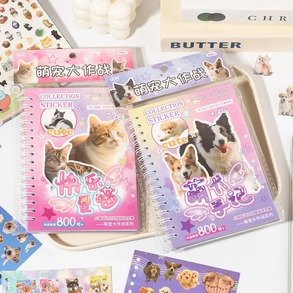 Cute Pets Sticker Book 30 Sheets | Scrapbooking DIY Collage Material