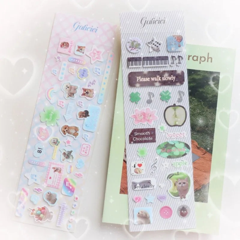 Sweet Animal Stickers | Sparkling Glitter Decals for Journaling and Scrapbooking