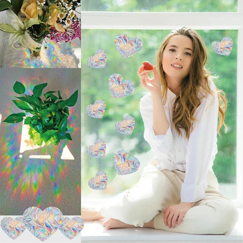 Rainbow Suncatcher Window Stickers | PVC Cat Butterfly Prism Glass Decal