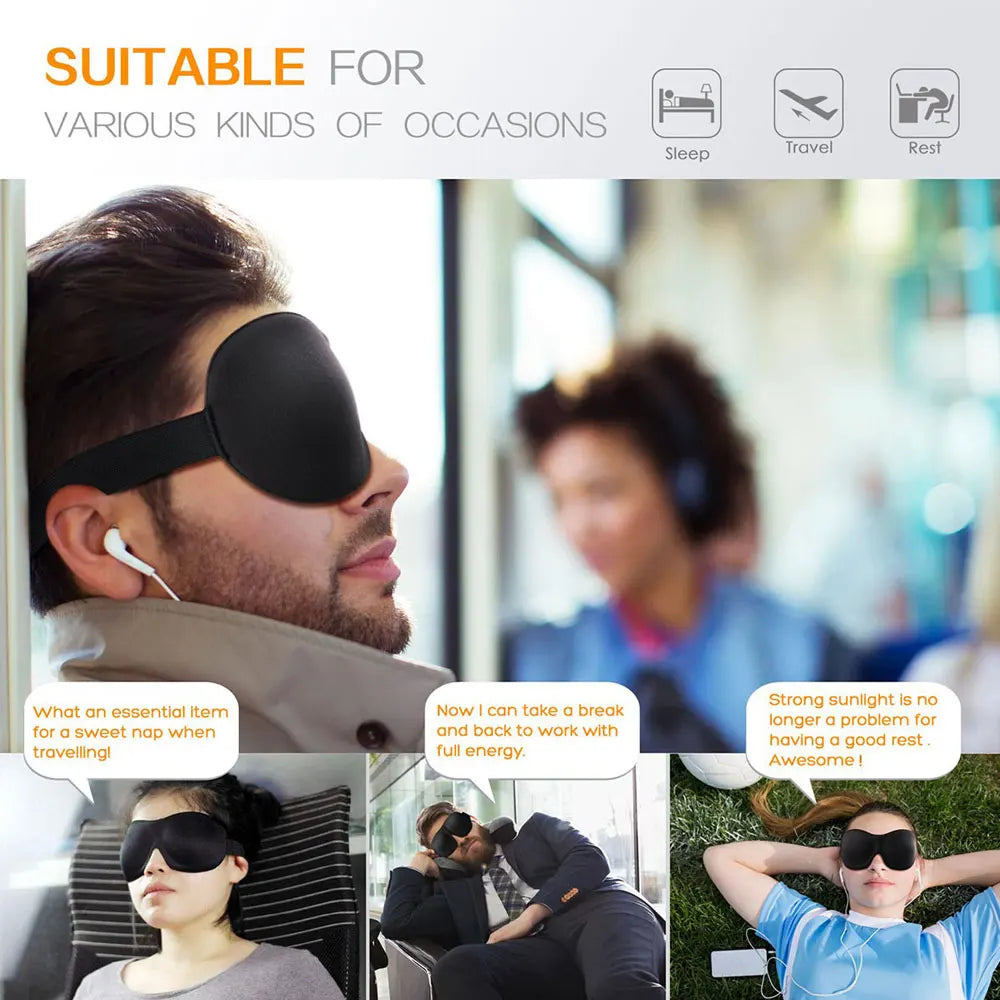 3D Breathable Sleeping Eye Mask | Light Blocking Sleep Aid for Travel and Home