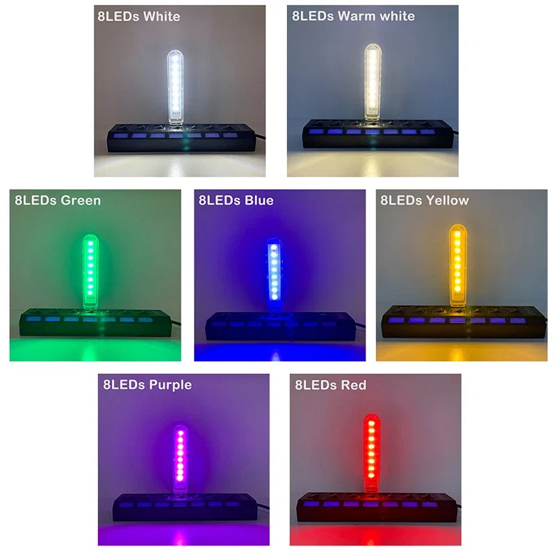 Mini USB LED Desk Lamp | 8 Color Night Light with Eye Protection