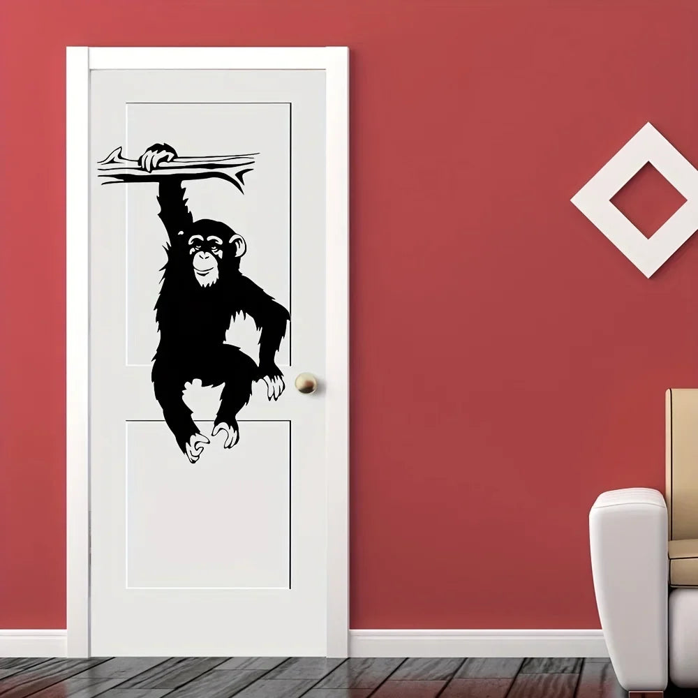 Large Funny Monkey Tree Wall Stickers | Cartoon Jungle Animal Vinyl Decal for Kids Room