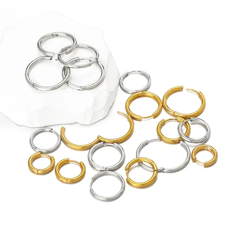 10pcs Stainless Steel Hoop Earrings Set | Fashion Huggie Earrings for Women and Men