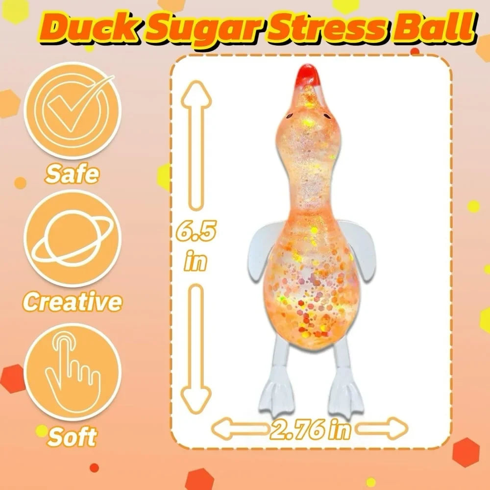 Squishy Glitter Duck Fidget Toy | Stress Relief Sensory Toy for Kids and Adults