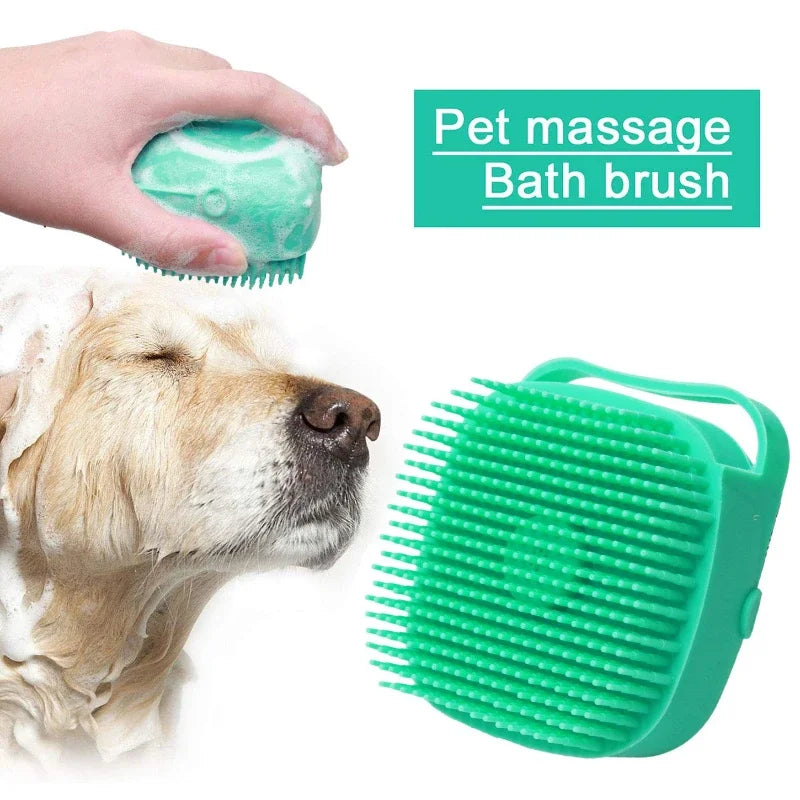 Soft Silicone Pet Shampoo Brush | 2.7oz Dog Cat Bathing Massage Comb