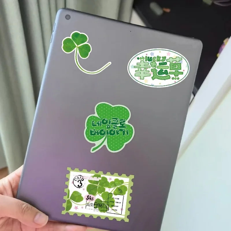50 Fresh Green Clover Stickers for Scrapbooking and DIY Decor | Aesthetic Stationery Set