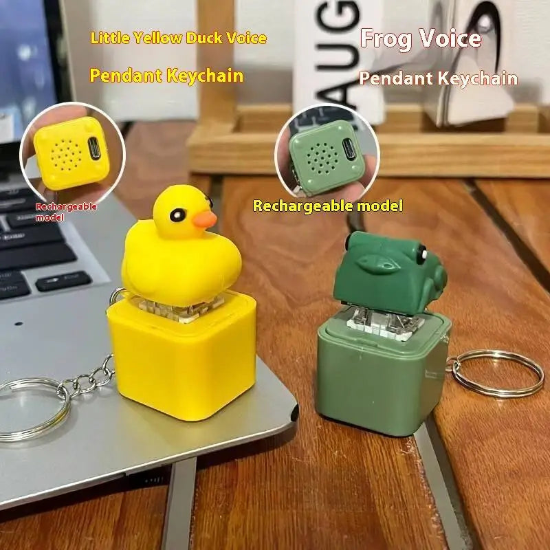 Funny Croaking Frog Keychain | Rechargeable Fidget Clicker with LED Light