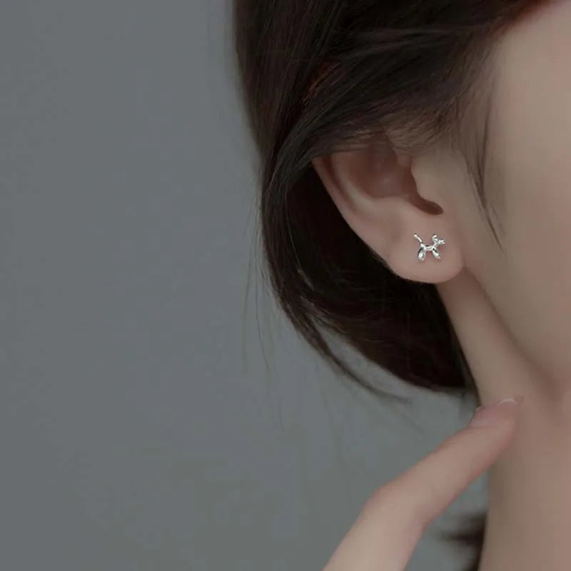 925 Sterling Silver Balloon Dog Stud Earrings | Fashion Animal Jewelry for Women Girls