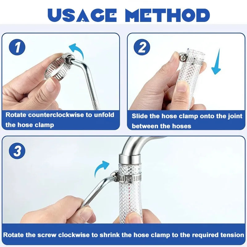 Adjustable Stainless Steel Screw Band Hose Clamps | Multi-Purpose Pipe Fasteners for Automotive and Plumbing