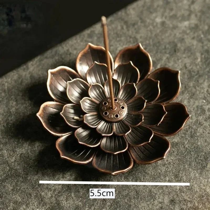 Lotus Incense Burner Stick Holder | Alloy Buddhism Meditation Decor