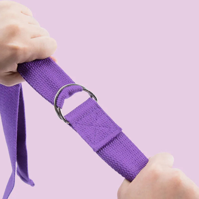 Cotton Yoga Strap with D-Ring Buckle | Adjustable Non-Elastic Stretching Belt for Pilates and Physical Therapy