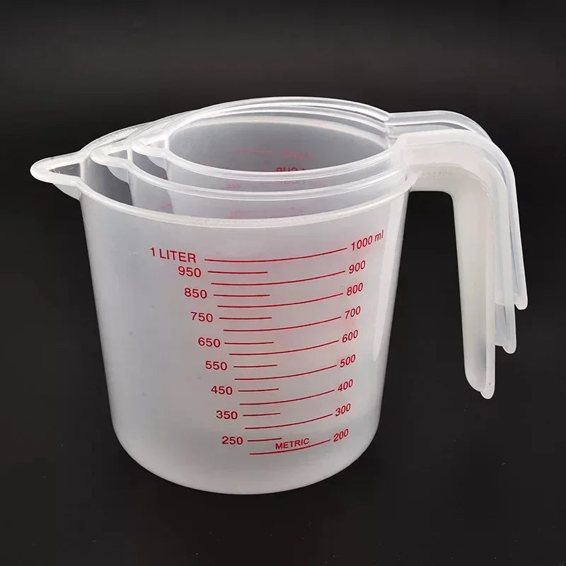 3pcs Plastic Liquid Measuring Cups Set | Baking Kitchen Tools with PVC Scale 250/500/1000ml