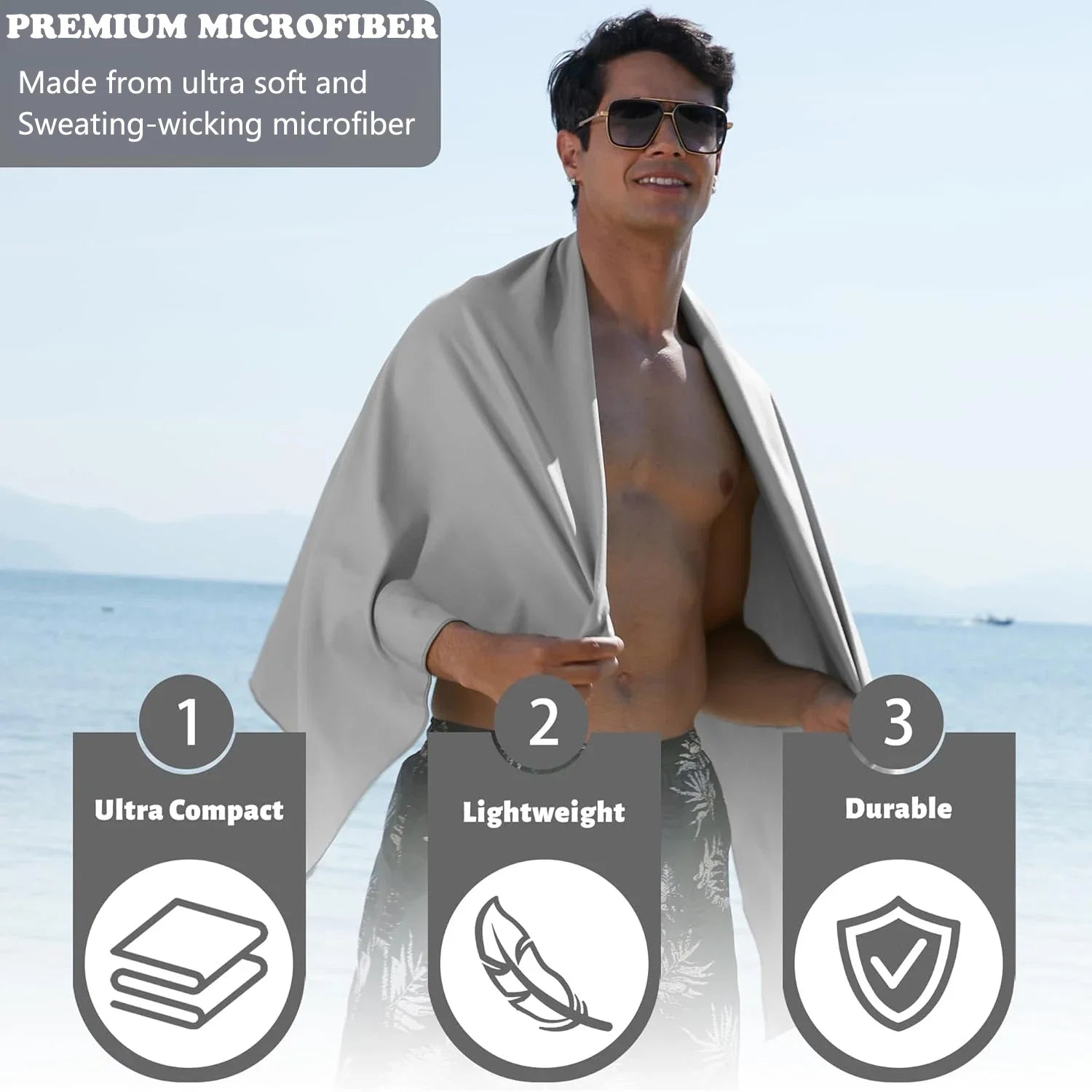 Quick-Dry Microfiber Travel Towel | 40x80cm Super Absorbent Camping & Gym Towel