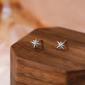 925 Sterling Silver Geometric Eight Star Stud Earrings | Fine Zircon Jewelry for Women
