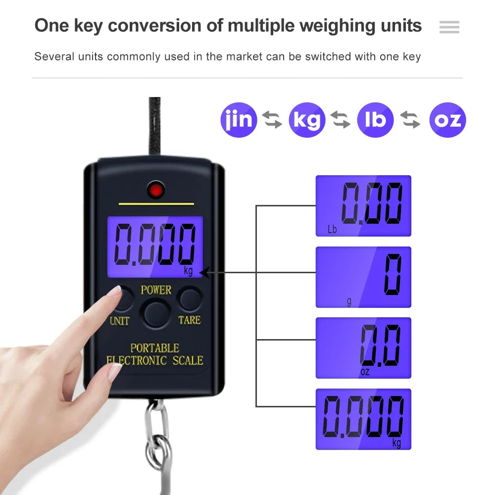 Portable 40kg Hanging Digital Scale for Fishing and Luggage Travel