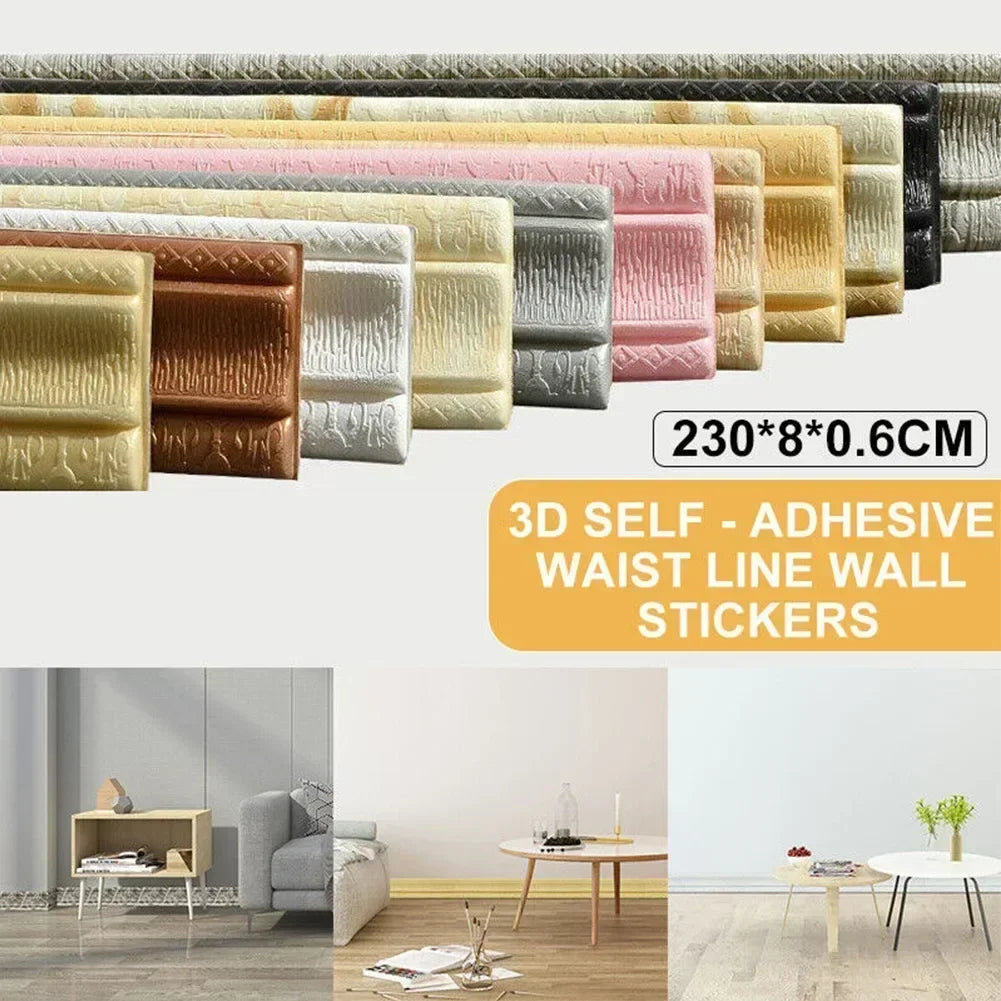3D DIY Foam Skirting Border Tile Sticker | Waterproof Self-Adhesive Wall Edge Trim