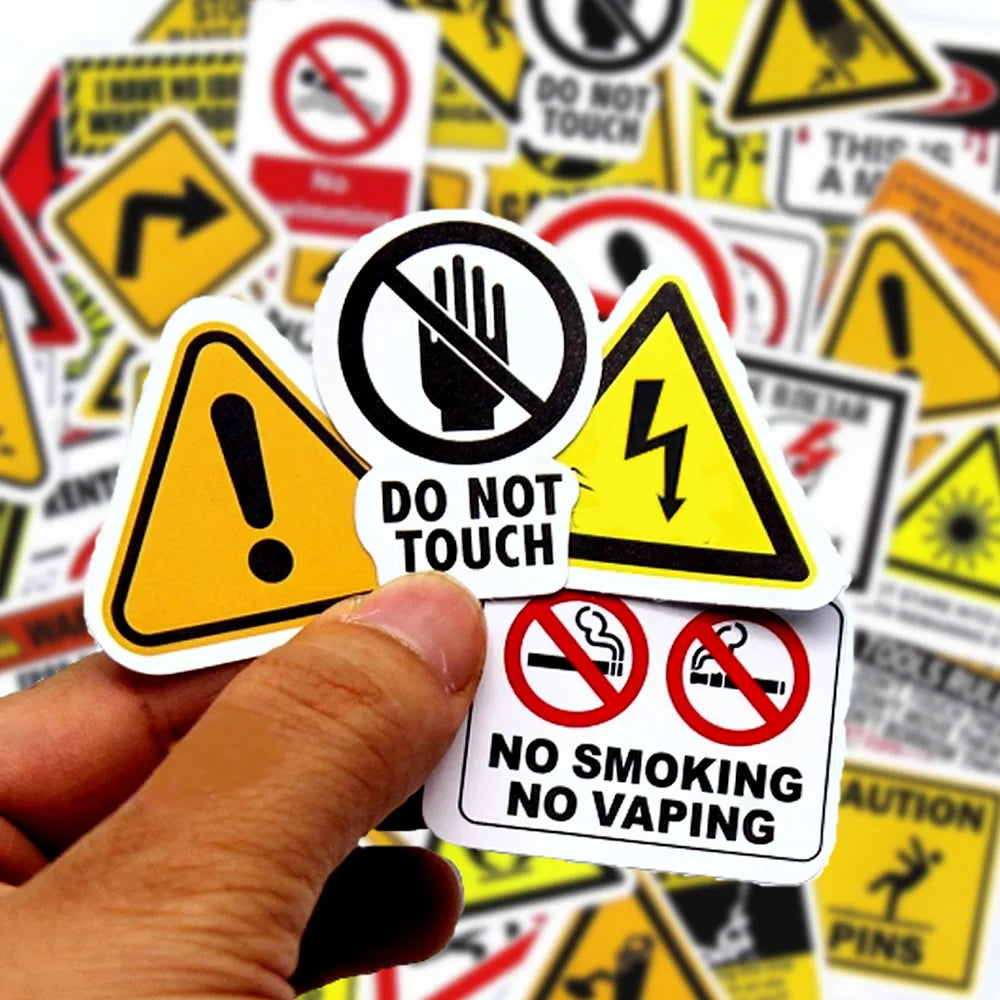 Warning Pattern Sticker Pack | DIY Decals for Skateboards, Laptops, Luggage & More