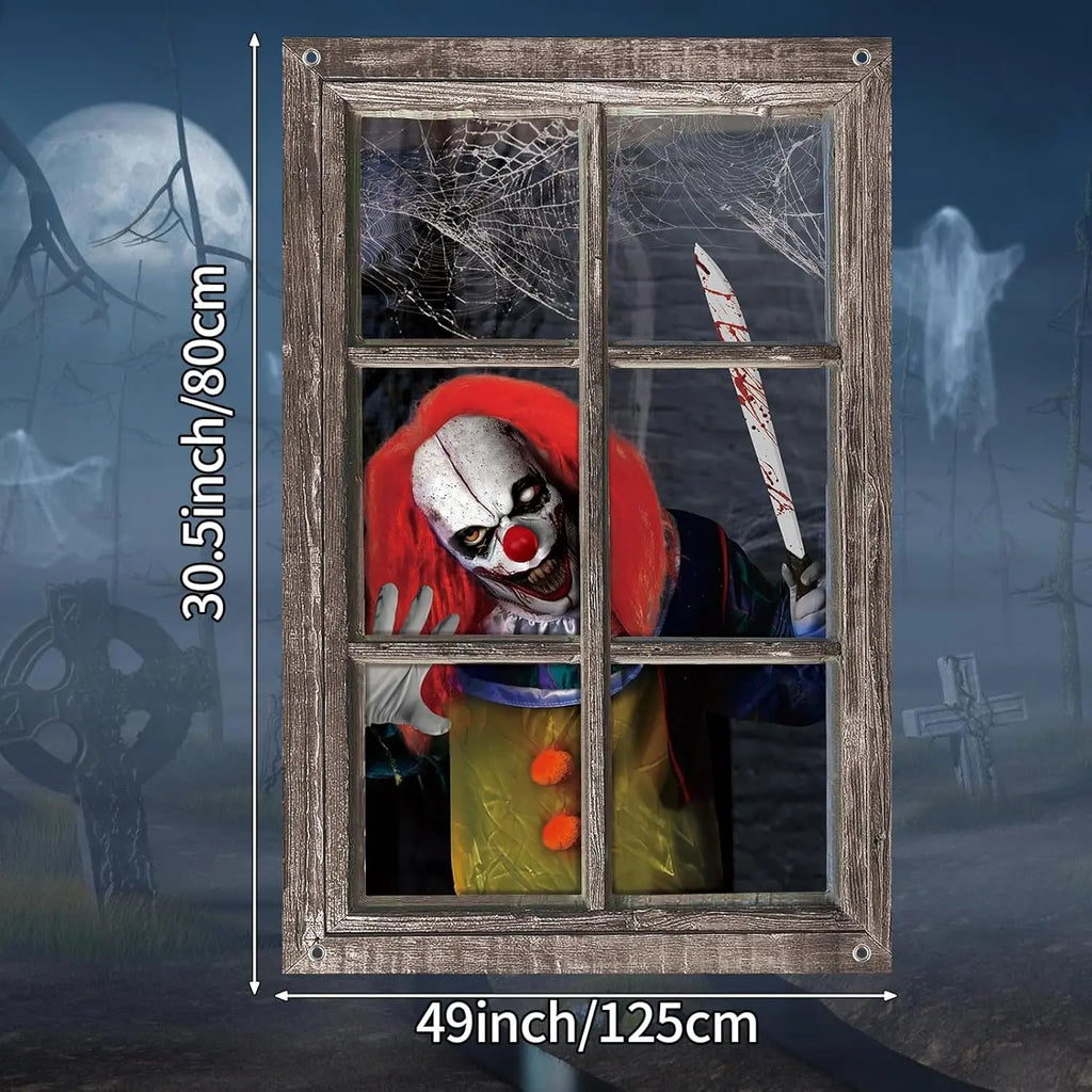 Scary Clown Window Clings | Washable Window Decor for Halloween