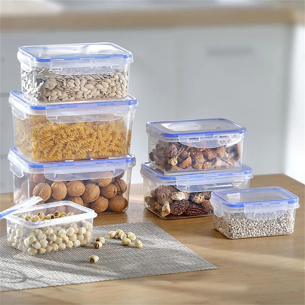 Sealed Storage Box with Lid | Rectangular Plastic Crisper for Kitchen and Refrigerator
