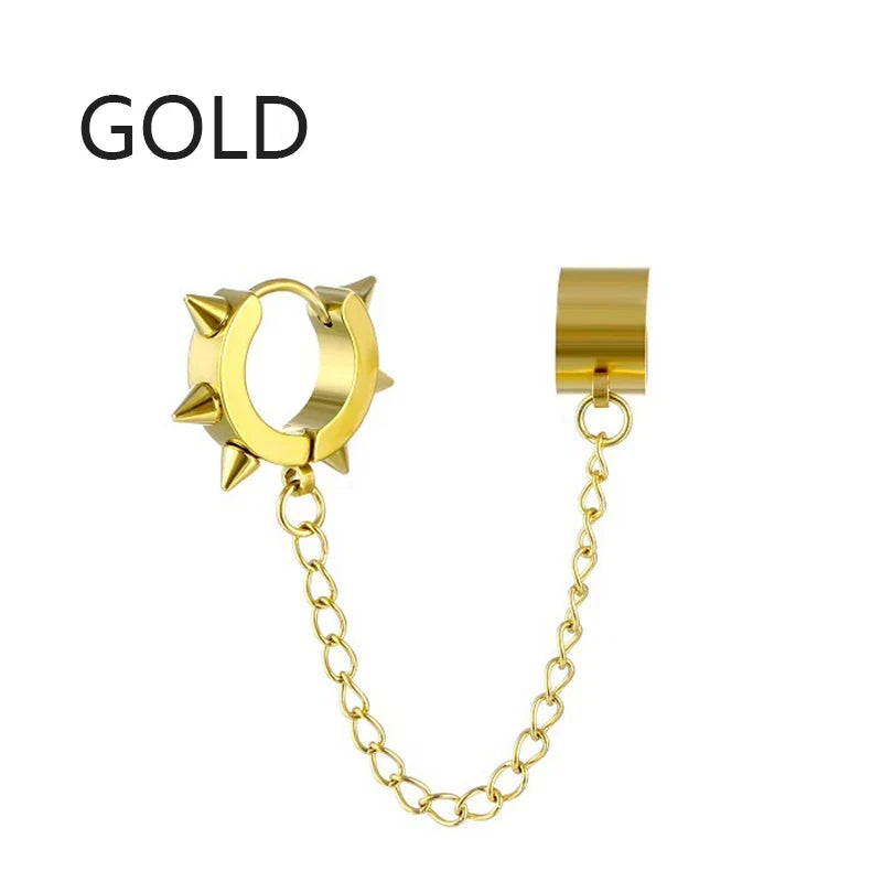 Punk Tassel Clip Earrings | Unisex Hip Hop Chain Hoop Ear Cuffs