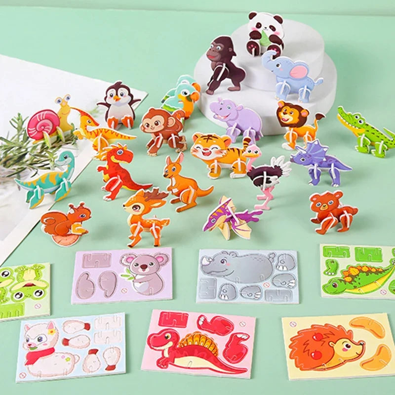 30Kinds Animal 3D Puzzle Set | Kids Paperboard DIY Crafts