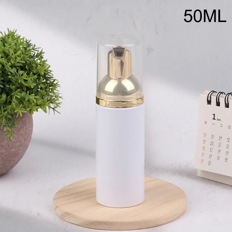 30/50/60ml White Gold Foamer Pump Bottle | Refillable Empty Foaming Soap Dispenser