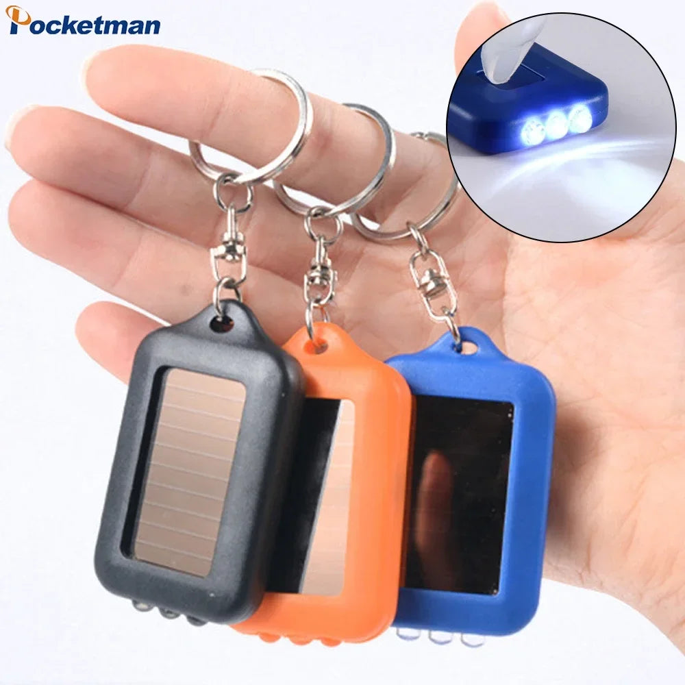 Portable LED Keychain Solar Flashlight | Mini Self-Defense Torch for Outdoor Hiking