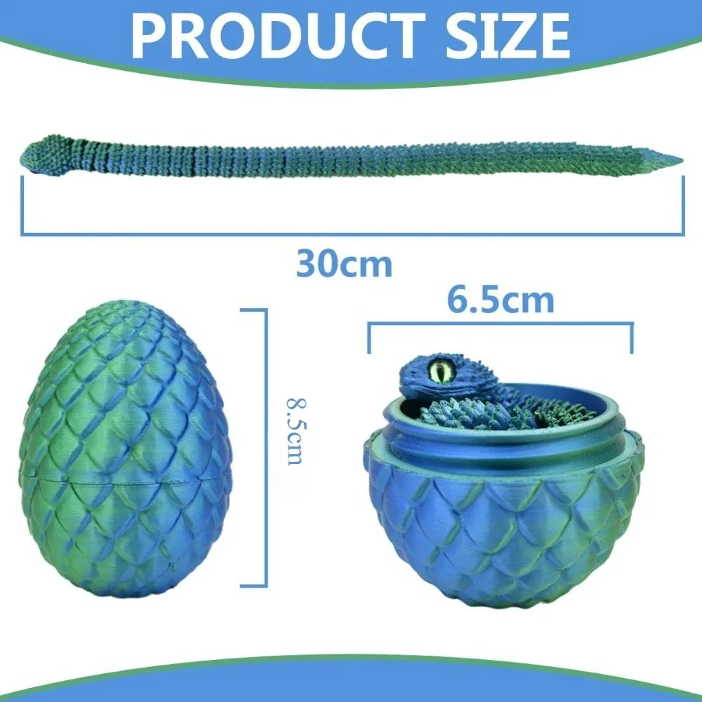 3D Printed Snake with Egg | Articulated Desktop Animal Decoration