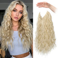 Long Synthetic Fishing Line Hair Extensions Elegant Water Wave Curly Styles for Women | Lightweight Fluffy-Looking Hairpiece