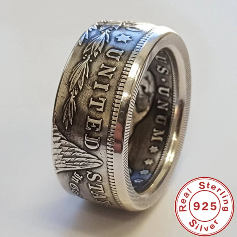 S925 Sterling Silver Ring with Vintage Motto Design | Classic Wedding Band