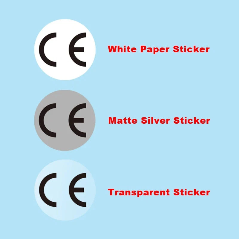 1cm Round CE Sticker | White, Silver, Holographic, Clear Base Circle Label 500pcs
