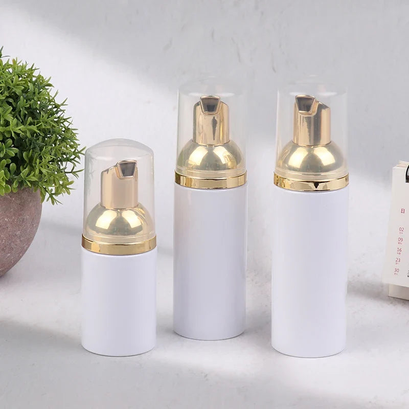 30/50/60ml White Gold Foamer Pump Bottle | Refillable Empty Foaming Soap Dispenser