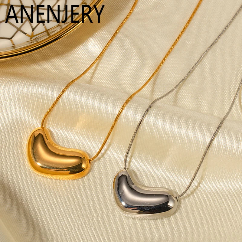 316L Stainless Steel Heart Necklace with Delicate Chain | Hypoallergenic Jewelry Gift for Women