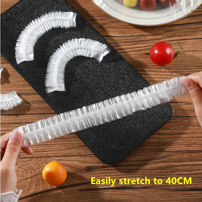 100PCS Disposable Food Cover Plastic Wrap | Kitchen Stretch Film for Bowls and Cups