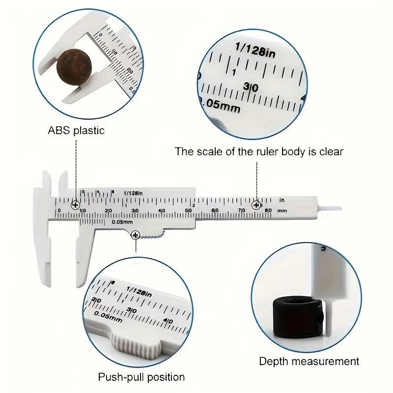 3-Pack Plastic Vernier Calipers Set | Dual Scale Measuring Tool for Precision Work