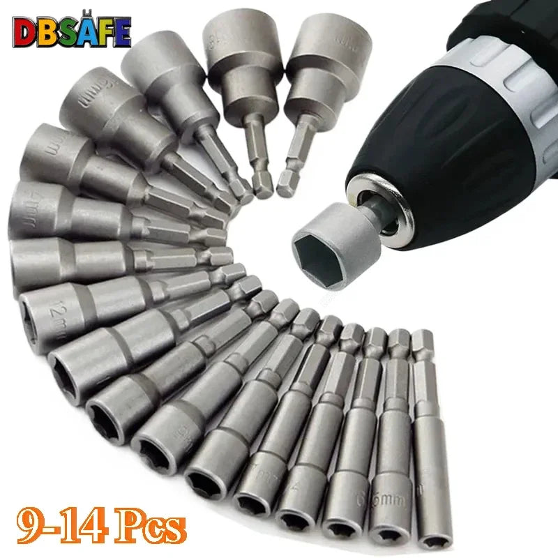 9-14 Piece Hex Socket Nut Driver Set | 5mm-13mm Screwdriver Bit Set