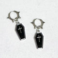 Gothic Coffin Cross Hoop Earrings | Punk Grunge Jewelry for Women