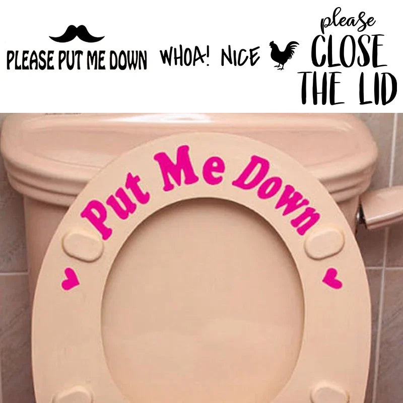 PUT ME DOWN Toilet Seat Reminder Sign | Funny Vinyl Bathroom Decal
