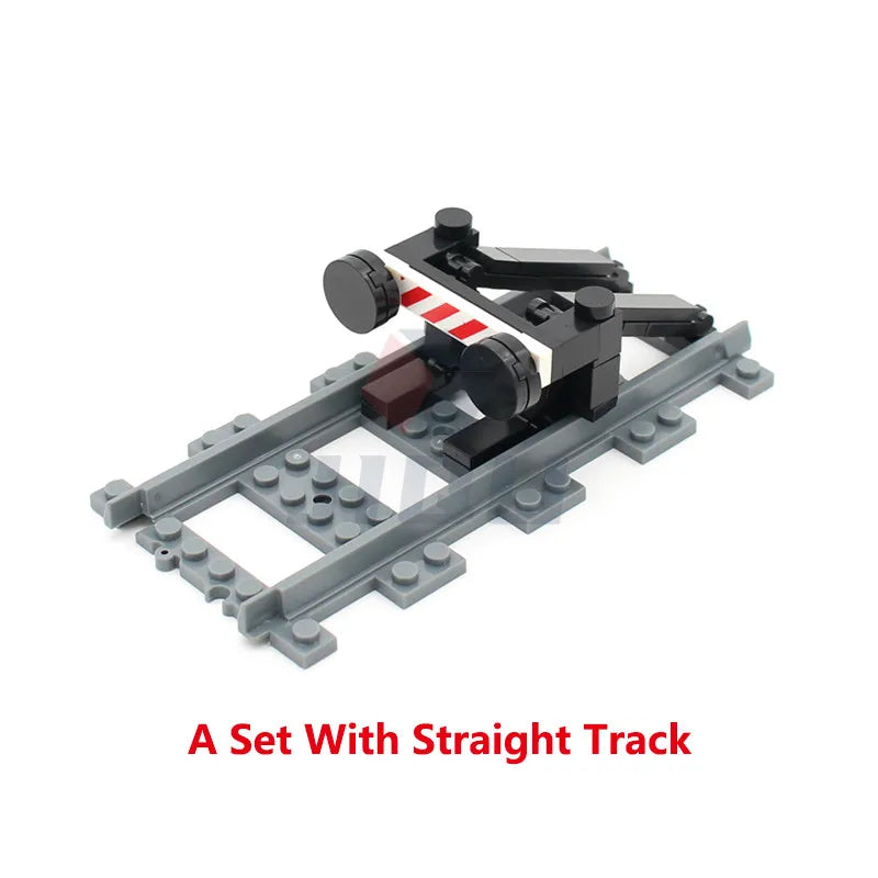City Train Parts Buffer Stop Set | Railway Track End Model Compatible with 53401 Straight Track MOC RC Train Building Blocks