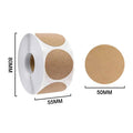 Kraft Self-Adhesive Label Paper Stickers | 500pcs Round Roll for Organization