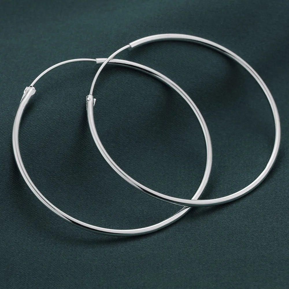 925 Sterling Silver Large Circle Hoop Earrings | Wedding Fine Fashion Jewelry