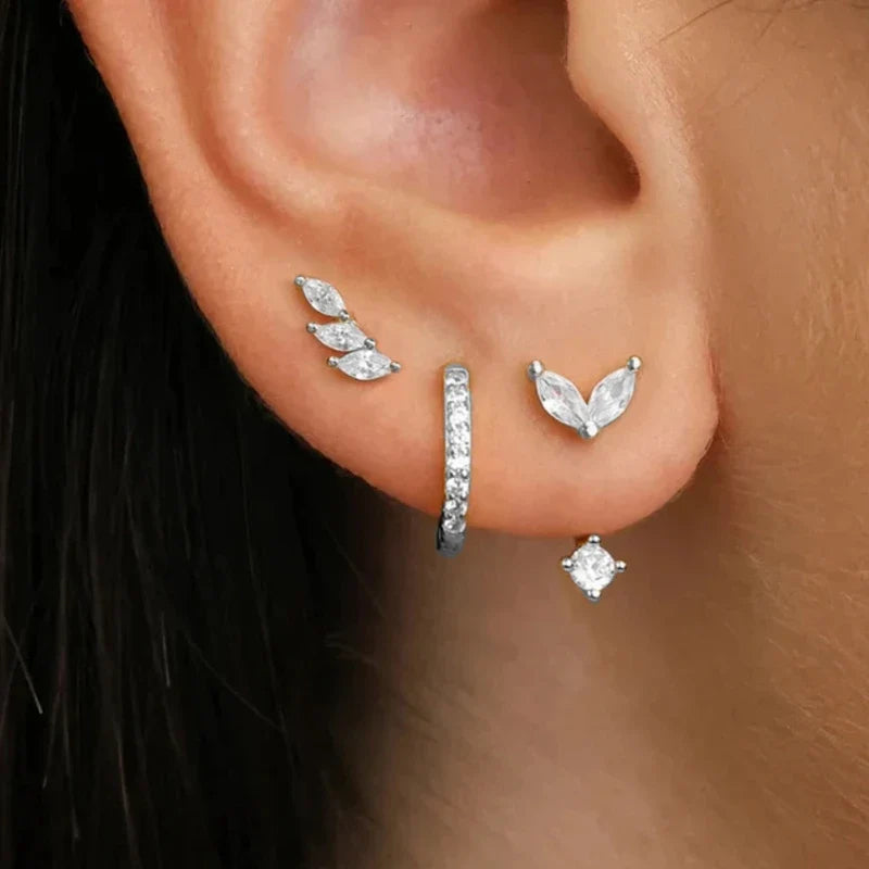 Gold Hoop and Stud Earrings Set | 3-Piece Stainless Steel Jewelry Collection